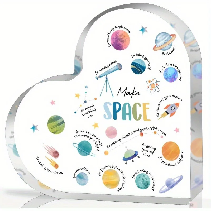 Health Wellness Gifts - Acrylic Heart Mental Health Decor -