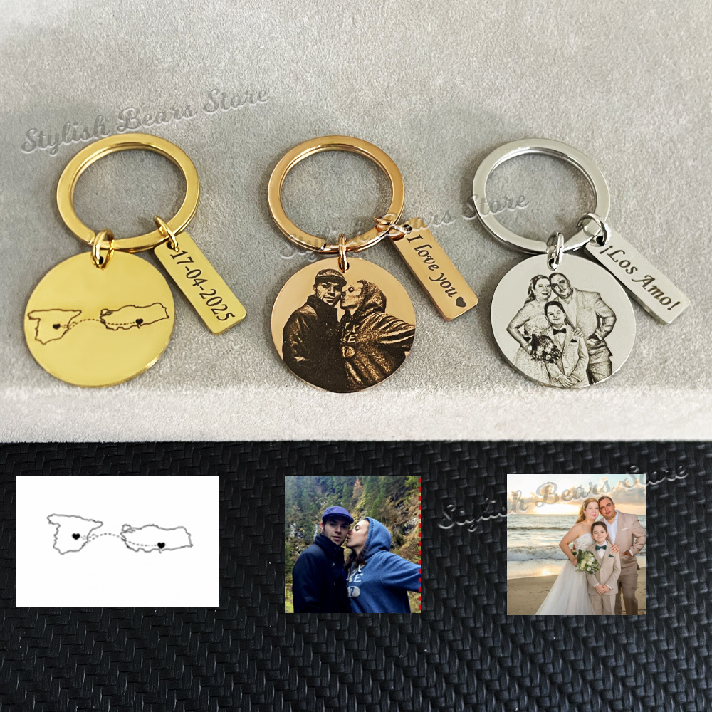 Health Wellness Gifts - Laser Engraved Custom Photo Keychain Engraved