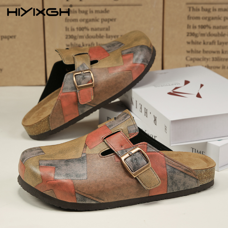 Health & Wellness Rehab - Comfort Cork Leather Slippers for Unisex