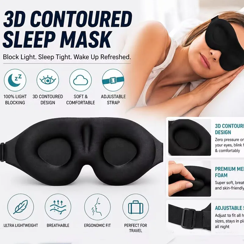Sleep Eye Mask 3D - 1/2pcs 3D Contoured Sleep Mask for