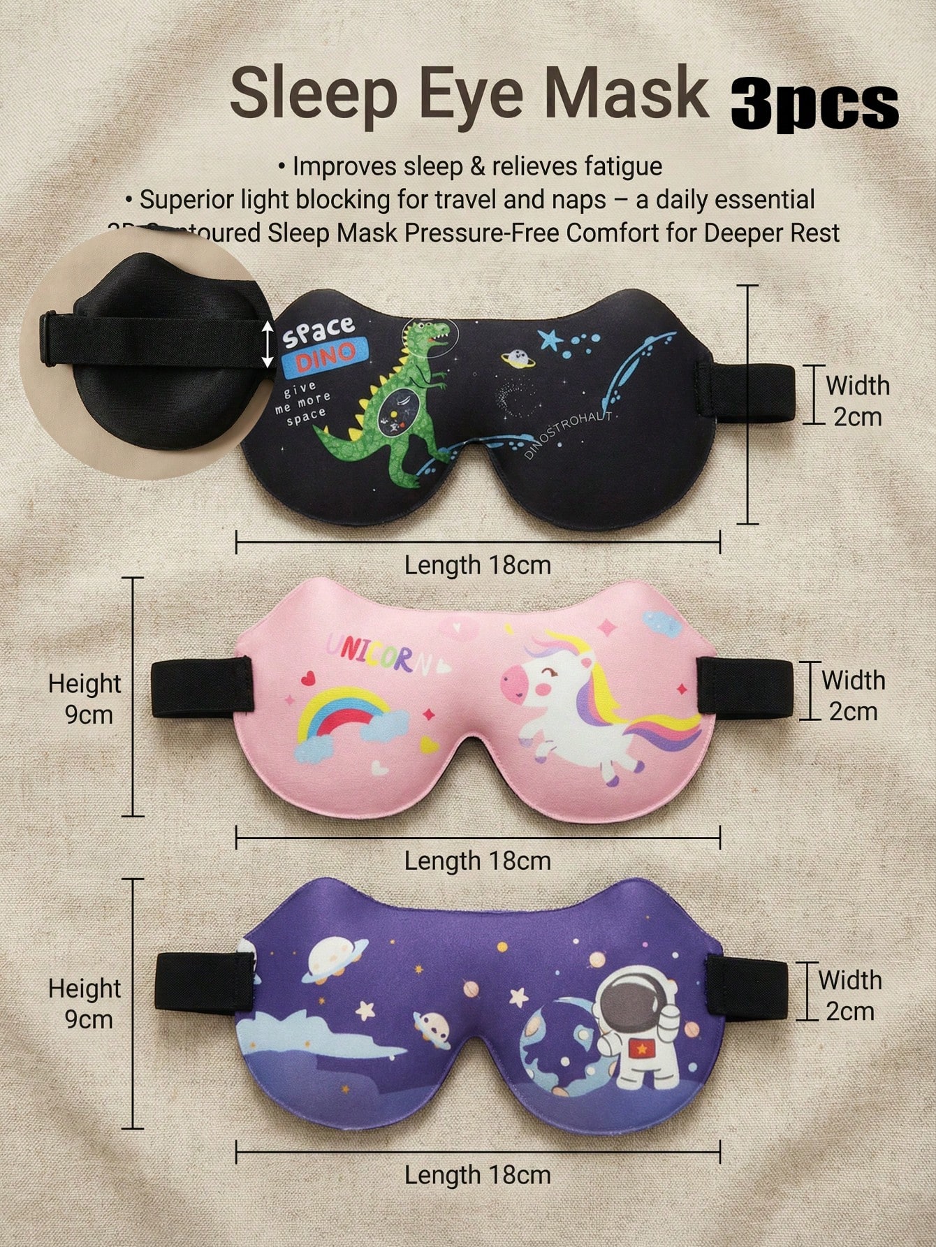 3Pcs Kids Adults 3D Stereo Sle - Sleep Eye Mask 3D 리뷰 및 가격